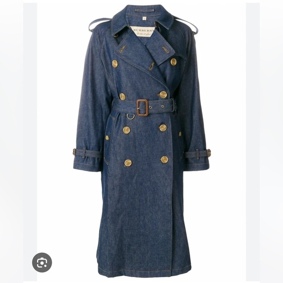 BURBERRY EASTHEATH Denim Jean Long Trench Coat - Picture 2 of 15